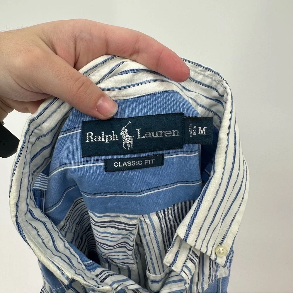 NEW Deadstock Ralph Lauren Size Medium Mens Patchwork Dress Shirt Classic Fit - Picture 3 of 5